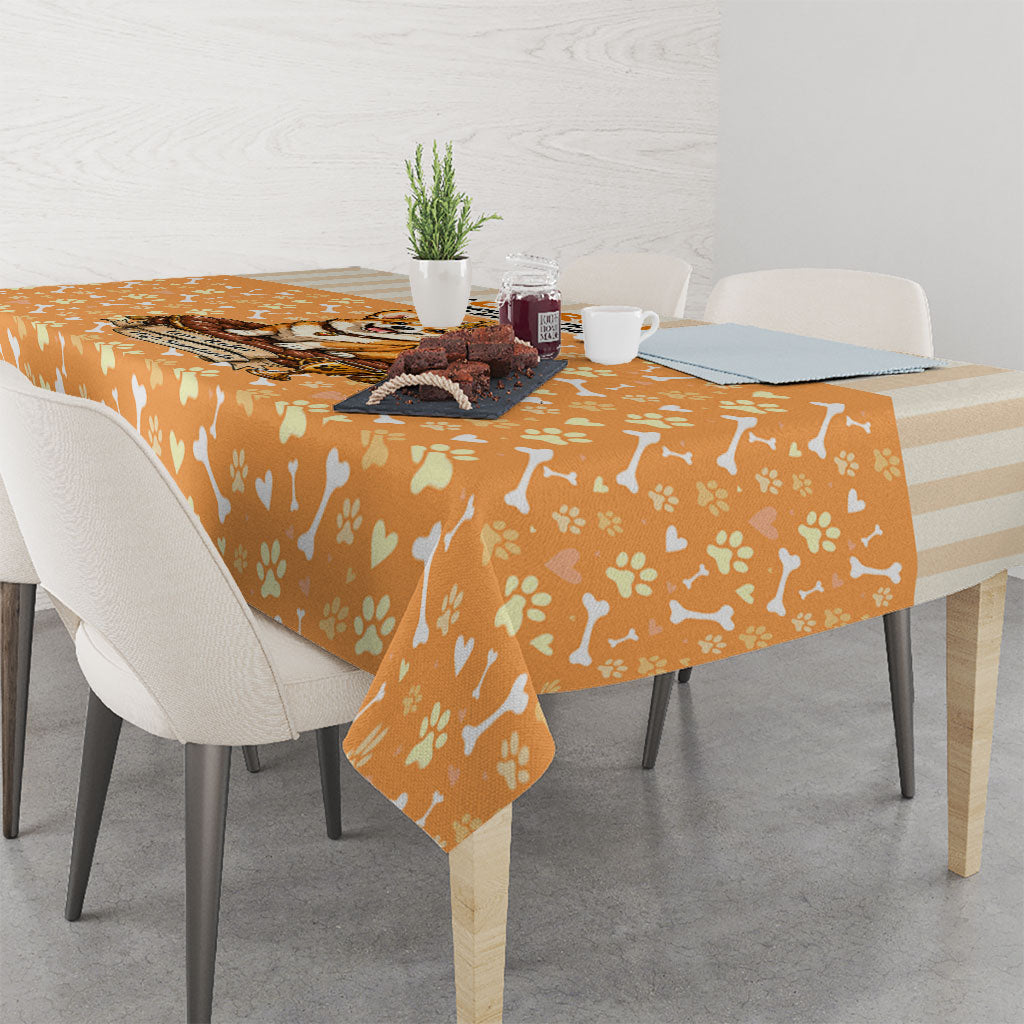 Corgi Powered By Treats And Short Legs Tablecloth Royal Crown Low Rider Funny Dog Quote Paw