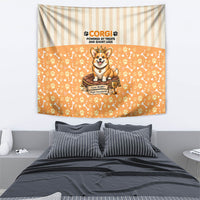 Corgi Powered By Treats And Short Legs Tapestry Royal Crown Low Rider Funny Dog Quote Paw