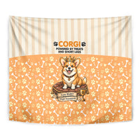 Corgi Powered By Treats And Short Legs Tapestry Royal Crown Low Rider Funny Dog Quote Paw