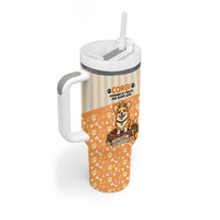 Corgi Powered By Treats And Short Legs Tumbler With Handle Royal Crown Low Rider Funny Dog Quote Paw
