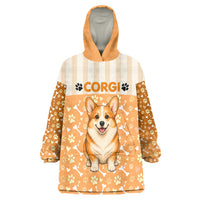 Corgi Powered By Treats And Short Legs Wearable Blanket Hoodie Royal Crown Low Rider Funny Dog Quote Paw