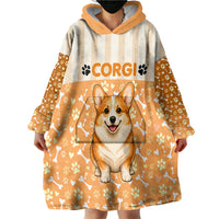 Corgi Powered By Treats And Short Legs Wearable Blanket Hoodie Royal Crown Low Rider Funny Dog Quote Paw