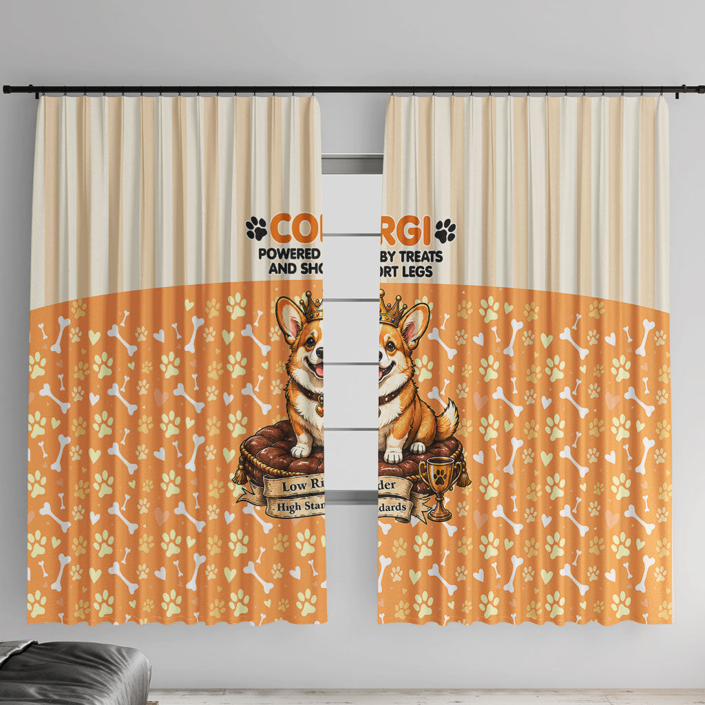 Corgi Powered By Treats And Short Legs Window Curtain Royal Crown Low Rider Funny Dog Quote Paw