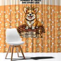 Corgi Powered By Treats And Short Legs Window Curtain Royal Crown Low Rider Funny Dog Quote Paw