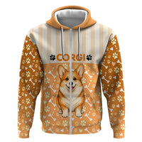 Corgi Powered By Treats And Short Legs Zip Hoodie Royal Crown Low Rider Funny Dog Quote Paw