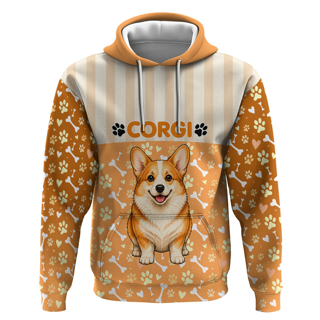 Corgi Powered By Treats And Short Legs Zip Hoodie Royal Crown Low Rider Funny Dog Quote Paw