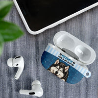 Husky Hair Is My Glitter AirPods Case Funny Dog Quote Paw Print Pattern