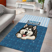 Husky Hair Is My Glitter Area Rug Funny Dog Quote Paw Print Pattern