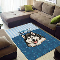 Husky Hair Is My Glitter Area Rug Funny Dog Quote Paw Print Pattern