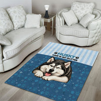 Husky Hair Is My Glitter Area Rug Funny Dog Quote Paw Print Pattern