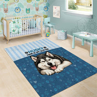 Husky Hair Is My Glitter Area Rug Funny Dog Quote Paw Print Pattern