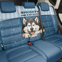 Husky Hair Is My Glitter Back Car Seat Cover Funny Dog Quote Paw Print Pattern