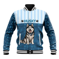 Husky Hair Is My Glitter Baseball Jacket Funny Dog Quote Paw Print Pattern