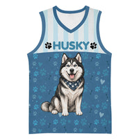 Husky Hair Is My Glitter Basketball Jersey Funny Dog Quote Paw Print Pattern