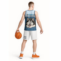 Husky Hair Is My Glitter Basketball Jersey Funny Dog Quote Paw Print Pattern