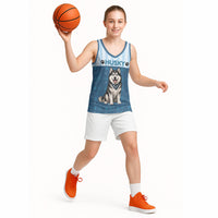 Husky Hair Is My Glitter Basketball Jersey Funny Dog Quote Paw Print Pattern