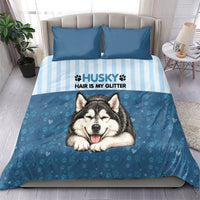 Husky Hair Is My Glitter Bedding Set Funny Dog Quote Paw Print Pattern