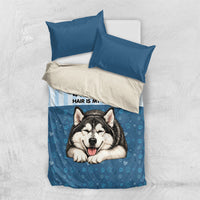 Husky Hair Is My Glitter Bedding Set Funny Dog Quote Paw Print Pattern