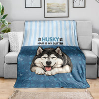 Husky Hair Is My Glitter Blanket Funny Dog Quote Paw Print Pattern