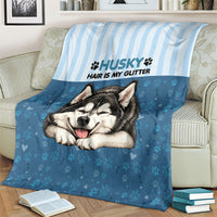 Husky Hair Is My Glitter Blanket Funny Dog Quote Paw Print Pattern