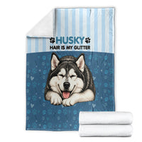 Husky Hair Is My Glitter Blanket Funny Dog Quote Paw Print Pattern
