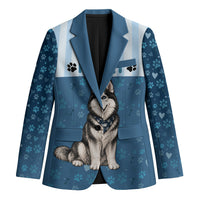 Husky Hair Is My Glitter Blazer Funny Dog Quote Paw Print Pattern