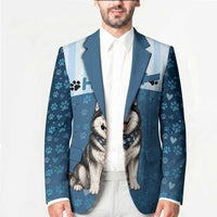 Husky Hair Is My Glitter Blazer Funny Dog Quote Paw Print Pattern