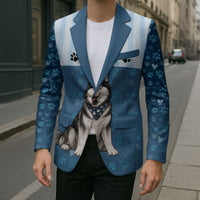 Husky Hair Is My Glitter Blazer Funny Dog Quote Paw Print Pattern