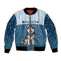 Husky Hair Is My Glitter Bomber Jacket Funny Dog Quote Paw Print Pattern