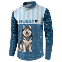 Husky Hair Is My Glitter Button Sweatshirt Funny Dog Quote Paw Print Pattern