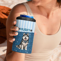 Husky Hair Is My Glitter 4 in 1 Can Cooler Tumbler Funny Dog Quote Paw Print Pattern