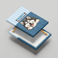 Husky Hair Is My Glitter Canvas Wall Art Funny Dog Quote Paw Print Pattern