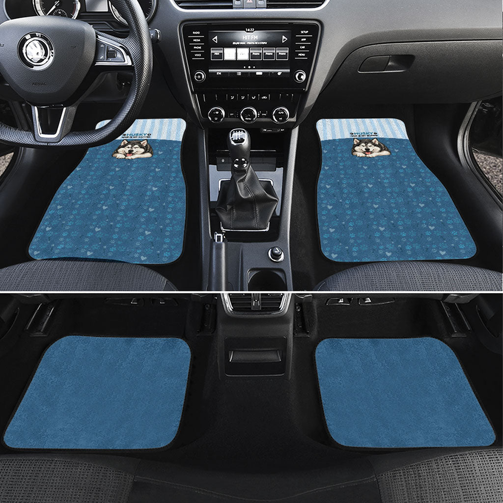 Husky Hair Is My Glitter Car Mats Funny Dog Quote Paw Print Pattern