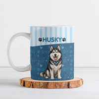 Husky Hair Is My Glitter Ceramic Mug Funny Dog Quote Paw Print Pattern