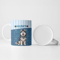 Husky Hair Is My Glitter Ceramic Mug Funny Dog Quote Paw Print Pattern