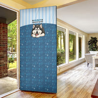Husky Hair Is My Glitter Door Cover Funny Dog Quote Paw Print Pattern