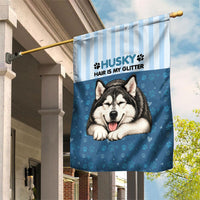Husky Hair Is My Glitter Garden Flag Funny Dog Quote Paw Print Pattern