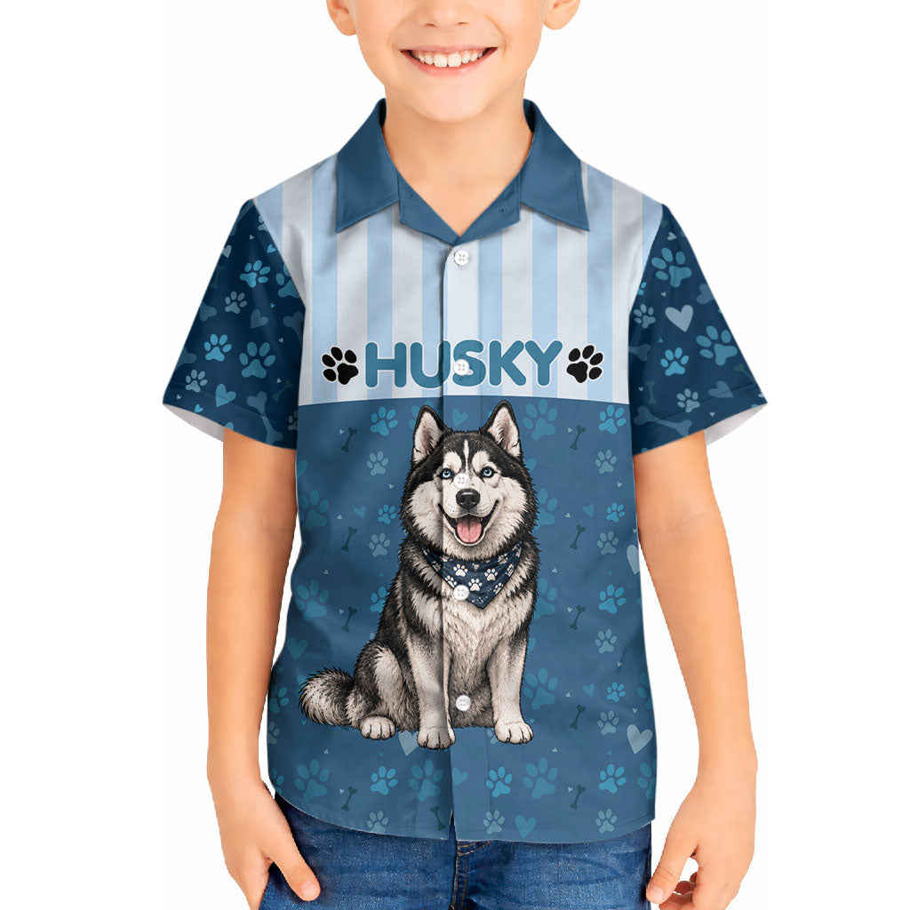 Husky Hair Is My Glitter Hawaiian Shirt Funny Dog Quote Paw Print Pattern