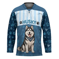 Husky Hair Is My Glitter Hockey Jersey Funny Dog Quote Paw Print Pattern