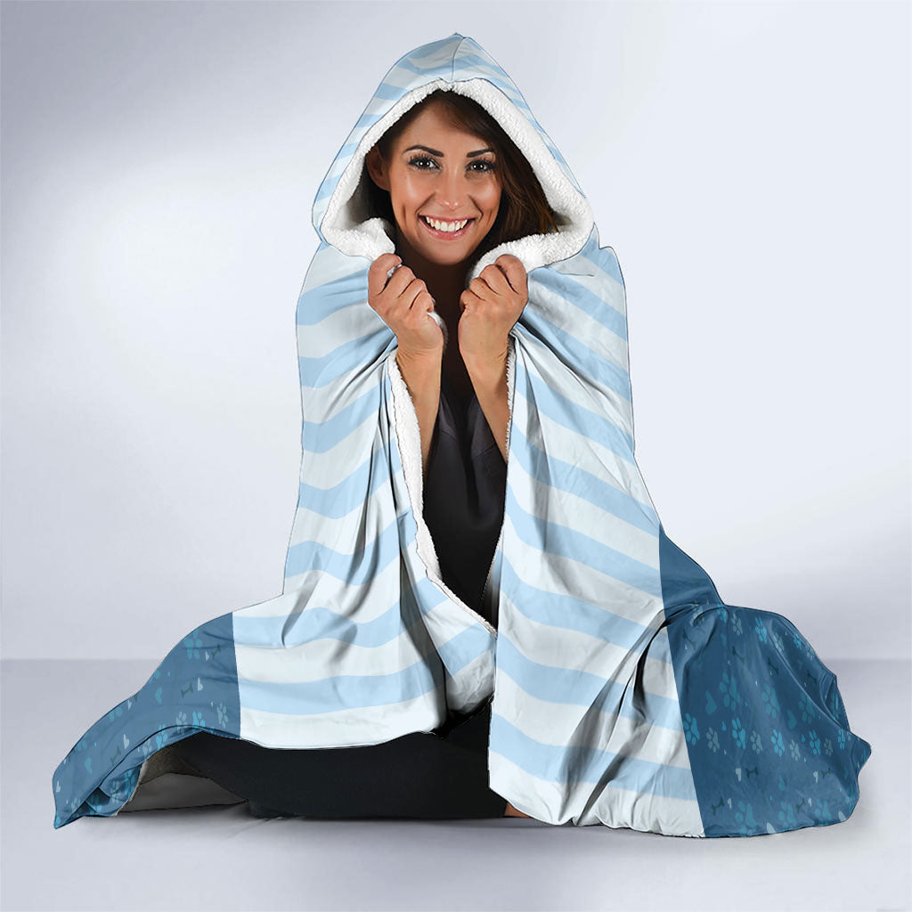 Husky Hair Is My Glitter Hooded Blanket Funny Dog Quote Paw Print Pattern