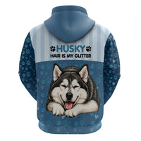 Husky Hair Is My Glitter Hoodie Funny Dog Quote Paw Print Pattern
