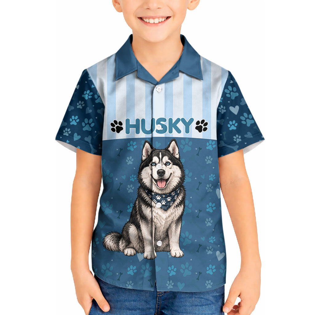 Husky Hair Is My Glitter Kid Hawaiian Shirt Funny Dog Quote Paw Print Pattern