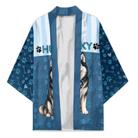 Husky Hair Is My Glitter Kimono Funny Dog Quote Paw Print Pattern