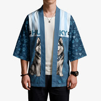 Husky Hair Is My Glitter Kimono Funny Dog Quote Paw Print Pattern