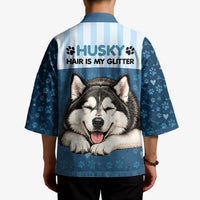 Husky Hair Is My Glitter Kimono Funny Dog Quote Paw Print Pattern