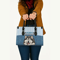 Husky Hair Is My Glitter Leather Bag Funny Dog Quote Paw Print Pattern