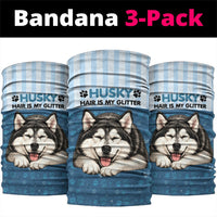 Husky Hair Is My Glitter Neck Gaiter Funny Dog Quote Paw Print Pattern