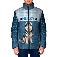 Husky Hair Is My Glitter Padded Jacket Funny Dog Quote Paw Print Pattern