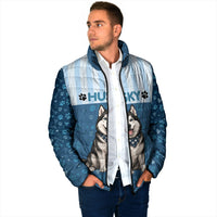Husky Hair Is My Glitter Padded Jacket Funny Dog Quote Paw Print Pattern