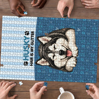 Husky Hair Is My Glitter Puzzle Funny Dog Quote Paw Print Pattern